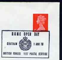 Postmark - Great Britain 1972 cover bearing illustrated cancellation for RSME Open Day, Chatham (BFPS), stamps on militaria, stamps on 