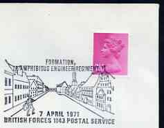 Postmark - Great Britain 1971 cover bearing illustrated cancellation for Formation of 28 Amphibious Engineer Regiment (BFPS), stamps on militaria, stamps on engineering