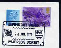 Postmark - Great Britain 1976 card bearing illustrated cancellation for Lifeboat week, Lyme Regis, stamps on , stamps on  stamps on lifeboats, stamps on  stamps on rescue