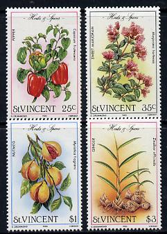 St Vincent 1985 Herbs & Spices set of 4 (SG 868-71) unmounted mint, stamps on flowers, stamps on food, stamps on herbs & spices
