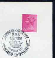 Postmark - Great Britain 1971 cover bearing special cancellation for Commissioning of HMS Antrim (BFPS), stamps on ships