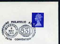 Postmark - Great Britain 1971 cover bearing illustrated cancellation for Yorkshire Philatelic Association 25th Convention, showing Wakefiels Cancel, stamps on stamp exhibitions, stamps on stamps