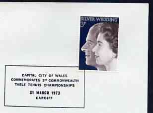 Postmark - Great Britain 1973 cover bearing special cancellation for Capital City of Wales - 2nd Commonwealth Table Tennis Championship (Cardiff), stamps on , stamps on  stamps on sport, stamps on  stamps on table tennis