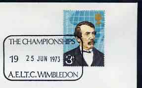 Postmark - Great Britain 1973 cover bearing special cancellation for All England Lawn Tennis Championship, Wimbledon, stamps on sport, stamps on tennis