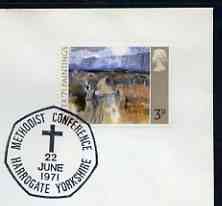 Postmark - Great Britain 1971 cover bearing illustrated cancellation for Methodist Conference, Harrogate, stamps on , stamps on  stamps on religion