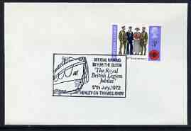 Postmark - Great Britain 1972 cover bearing illustrated cancellation for Official Naming of 'The Royal British Legian Jubilee' Lifeboat, stamps on lifeboats, stamps on rescue, stamps on british legion