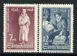 Finland 1948 400th Anniversary of Translation of New Testiment perf set of 2 unmounted mint, SG 467-68*, stamps on , stamps on  stamps on religion, stamps on  stamps on bibles