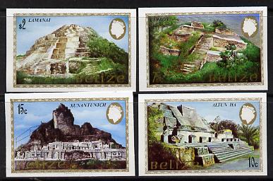 Belize 1983 Maya Monuments set of 4 in unmounted mint imperf singles (SG 747-50) gutter pairs & blocks available, price pro rata, stamps on , stamps on  stamps on buildings   monuments  tourism    civil engineering