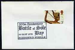 Postmark - Great Britain 1972 cover bearing illustrated cancellation for 300th Anniversary of Battle of Sole Bay, Suffolk, stamps on , stamps on  stamps on battles