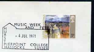 Postmark - Great Britain 1971 cover bearing illustrated cancellation for Music Week & Fete, Hurst Pierpoint College, stamps on music