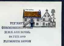 Postmark - Great Britain 1970 cover bearing special cancellation for Fly Navy - Commissioning Day HMS Ark Royal, stamps on ships, stamps on aviation, stamps on flat tops