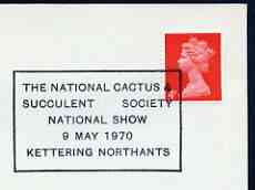 Postmark - Great Britain 1970 cover bearing special cancellation for National Cactus & Succulent Society national Show, stamps on flowers, stamps on cacti