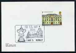 Postmark - Great Britain 1975 card bearing illustrated cancellation for the FA Cup Final, Wembley, stamps on football, stamps on sport
