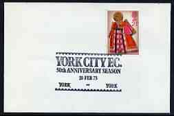 Postmark - Great Britain 1973 cover bearing illustrated cancellation for York City FC 50th Anniversary Season, stamps on football, stamps on sport