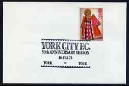 Postmark - Great Britain 1973 cover bearing illustrated cancellation for York City FC 50th Anniversary Season, stamps on , stamps on  stamps on football, stamps on  stamps on sport