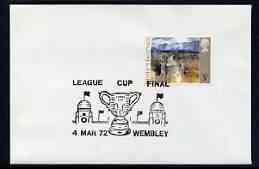 Postmark - Great Britain 1972 cover bearing illustrated cancellation for League Cup Final, Wembley, stamps on football, stamps on sport