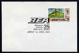 Postmark - Jersey 1972 cover bearing illustrated cancellation for BEA 25 Years flying to Channel Islands, stamps on aviation