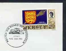 Postmark - Jersey 1971 cover bearing illustrated cancellation for Posted on board MV Kungsholm (15th Aug), stamps on ships, stamps on 