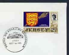 Postmark - Jersey 1971 cover bearing illustrated cancellation for Posted on board MV Kungsholm (1st Oct)