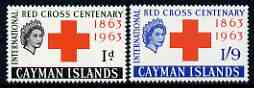 Cayman Islands 1963 Red Cross Centenary perf set of 2 unmounted mint, SG 181-82, stamps on , stamps on  stamps on red cross, stamps on  stamps on medical