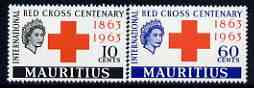 Mauritius 1963 Red Cross Centenary perf set of 2 unmounted mint, SG 312-13, stamps on , stamps on  stamps on red cross, stamps on  stamps on medical