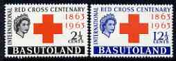 Basutoland 1963 Red Cross Centenary perf set of 2 unmounted mint, SG 81-82, stamps on , stamps on  stamps on red cross, stamps on  stamps on medical