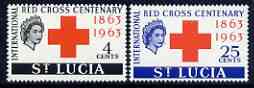 St Lucia 1963 Red Cross Centenary perf set of 2 unmounted mint, SG 195-96, stamps on red cross, stamps on medical
