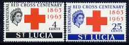 St Lucia 1963 Red Cross Centenary perf set of 2 unmounted mint, SG 195-96, stamps on red cross, stamps on medical