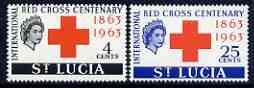 St Lucia 1963 Red Cross Centenary perf set of 2 unmounted mint, SG 195-96, stamps on , stamps on  stamps on red cross, stamps on  stamps on medical