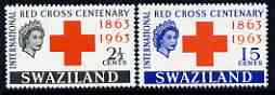 Swaziland 1963 Red Cross Centenary perf set of 2 unmounted mint, SG 107-108, stamps on red cross, stamps on medical