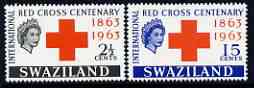 Swaziland 1963 Red Cross Centenary perf set of 2 unmounted mint, SG 107-108, stamps on , stamps on  stamps on red cross, stamps on  stamps on medical