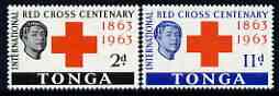 Tonga 1963 Red Cross Centenary perf set of 2 unmounted mint, SG 141-42, stamps on red cross, stamps on medical
