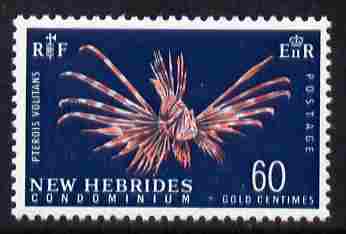 New Hebrides - English 1967 Lionfish 60c new value definitive unmounted mint, SG 129, stamps on fish, stamps on marine life