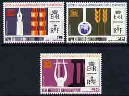 New Hebrides - English 1966 UNESCO set of 3 unmounted mint, SG 122-24, stamps on unesco