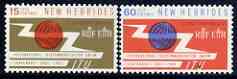 New Hebrides - English 1965 ITU Centenary perf set of 2 unmounted mint, SG 110-11, stamps on , stamps on  itu , stamps on communications