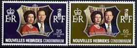 New Hebrides - French 1972 Royal Silver Wedding set of 2 unmounted mint, SG F187-88, stamps on , stamps on  stamps on royalty, stamps on  stamps on silver wedding     