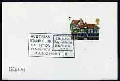 Postmark - Great Britain 1975 card bearing illustrated cancellation for Austrian Stamp Club Exhibition, stamps on stamp exhibitions