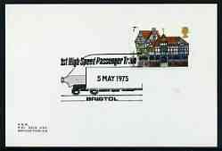 Postmark - Great Britain 1975 card bearing illustrated cancellation for 1st High Speed Passenger Train, stamps on , stamps on  stamps on railways