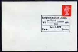 Postmark - Great Britain 1970 cover bearing illustrated cancellation for Longfleet Baptist Church, stamps on churches