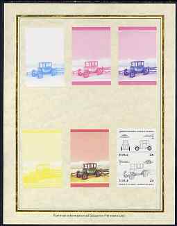 Tuvalu 1985 Cars #2 (Leaders of the World) 20c Detroit Electric Brougham set of 7 imperf progressive proof pairs comprising the 4 individual colours plus 2, 3 and all 4 colour composites mounted on special Format International cards (7 se-tenant proof pairs as SG 323a), stamps on , stamps on  stamps on cars