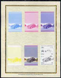 Tuvalu 1985 Cars #2 (Leaders of the World) 50c Packard Clipper set of 7 imperf progressive proof pairs comprising the 4 individual colours plus 2, 3 and all 4 colour composites mounted on special Format International cards (7 se-tenant proof pairs as SG 325a), stamps on , stamps on  stamps on cars, stamps on  stamps on packard