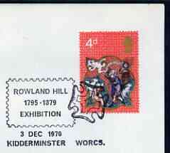 Postmark - Great Britain 1970 cover bearing illustrated cancellation for Rowland Hill Exhibition, stamps on stamp exhibitions, stamps on rowland hill