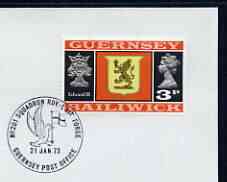Postmark - Guernsey 1973 cover bearing illustrated cancellation for No.201 Squadron RAF (showing bird carrying flag), stamps on birds, stamps on  ww2 , stamps on  raf , stamps on flags