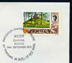 Postmark - Jersey 1972 cover bearing illustrated cancellation for Exposition Grande Bretagne, stamps on exhibitions