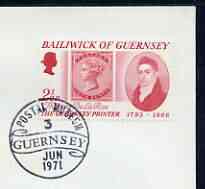 Postmark - Guernsey 1971 cover bearing illustrated cancellation for Postal Museum, stamps on postal, stamps on museums