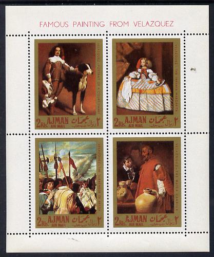 Ajman 1968 Paintings by Velazquez perf m/sheet unmounted mint (Mi BL 22A) , stamps on , stamps on  stamps on arts, stamps on  stamps on renaissance