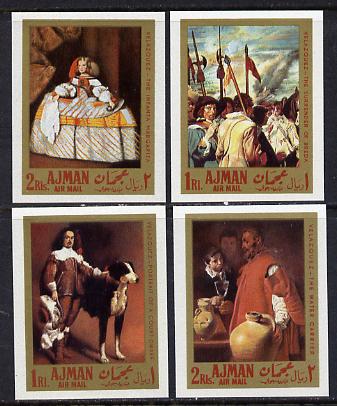 Ajman 1968 Paintings by Velazquez imperf set of 4 (Mi 218-21B) unmounted mint, stamps on arts, stamps on renaissance