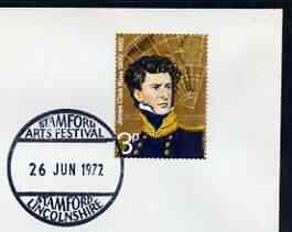 Postmark - Great Britain 1972 cover bearing illustrated cancellation for Stamford Arts Festival, stamps on arts