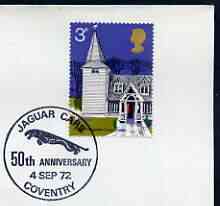 Postmark - Great Britain 1972 cover bearing illustrated cancellation for Jaguar Cars 50th Anniversary, Coventry, stamps on , stamps on  stamps on cars, stamps on  stamps on jaguar