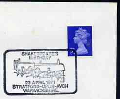 Postmark - Great Britain 1971 cover bearing illustrated cancellation for Shakespeare Birthday, Stratford upon Avon